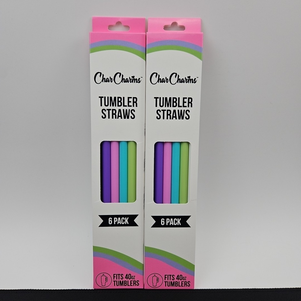 Char Charms Tumbler Straws 6 Pack For 40 Oz Tumblers Lot of 2 New